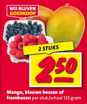 Aanbieding: Mango, blauwe bessen of frambozen