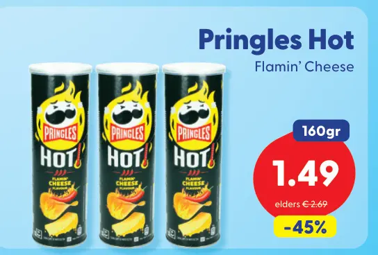 Aanbieding: Pringles Hot Flamin' Cheese