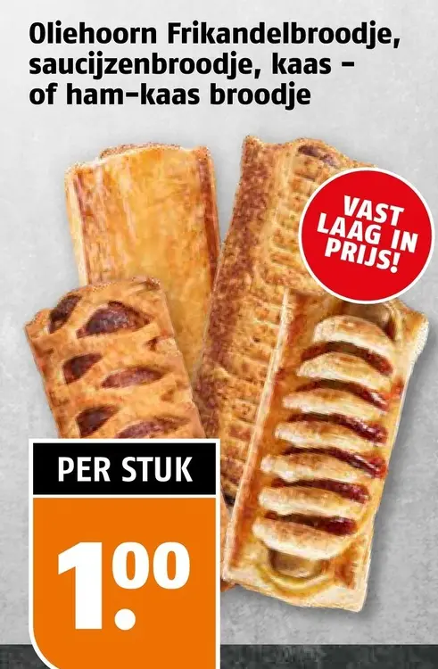 Aanbieding: Oliehoorn Frikandelbroodje, saucijzenbroodje, kaas- of ham-kaas broodje