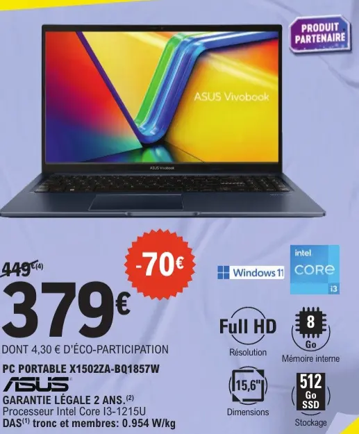 Aanbieding: Pc portable x1502za-bq1857w