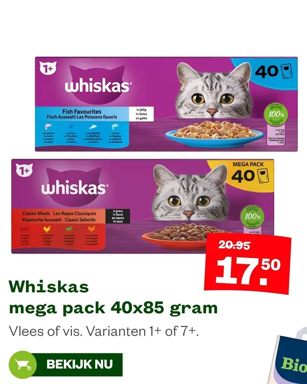 Aanbieding: Whiskas mega pack 40 x 85 gram