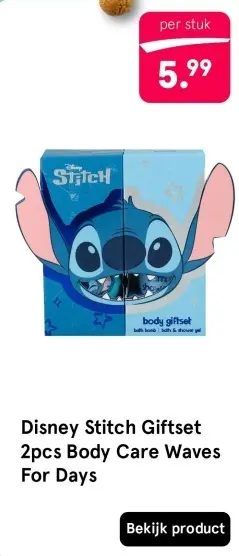 Aanbieding: Disney Stitch Giftset 2pcs Body Care Waves For Days