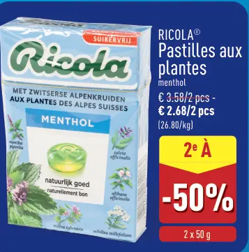 Offre: Pastilles aux plantes menthol