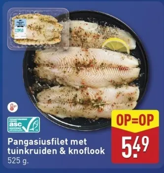 Aanbieding: Pangasiusfilet met tuinkruiden & knoflook