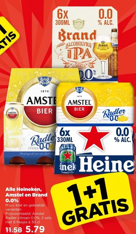 Aanbieding: Heineken, Amstel en Brand 0.0%