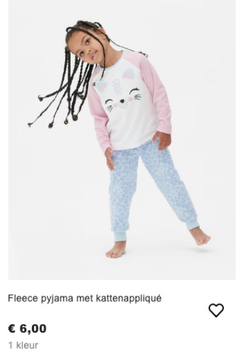 Aanbieding: Fleece pyjama met kattenappliqué