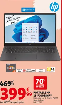 Offre: Portable HP 15-fc0088nf