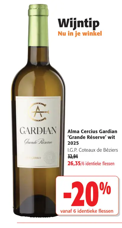 Promotie: Alma Cercius Gardian 'Grande Réserve' wit