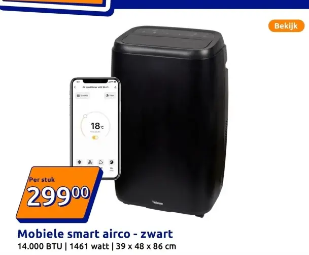 Aanbieding: Mobiele smart airco - zwart