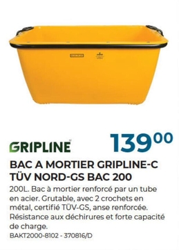 Offre: BAC A MORTIER GRIPLINE-C TÜV NORD-GS BAC 200