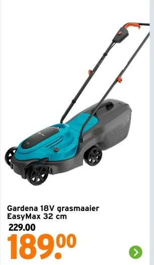 Aanbieding: Gardena 18V grasmaaier EasyMax 32 cm