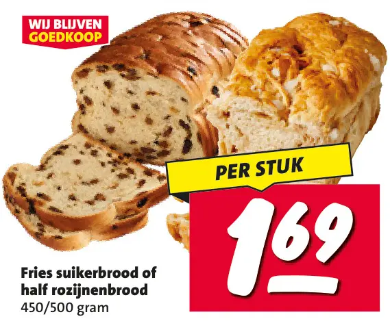 Aanbieding: Fries suikerbrood of half rozijnenbrood