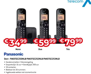 Aanbieding: Dect - PAKXTGC250NLB/PAKXTGC252NLB/PAKXTGC253