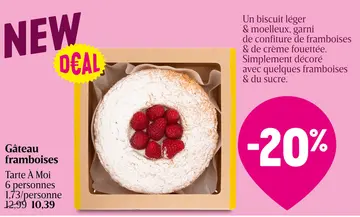 Offre: Gâteau framboises Tarte À Moi