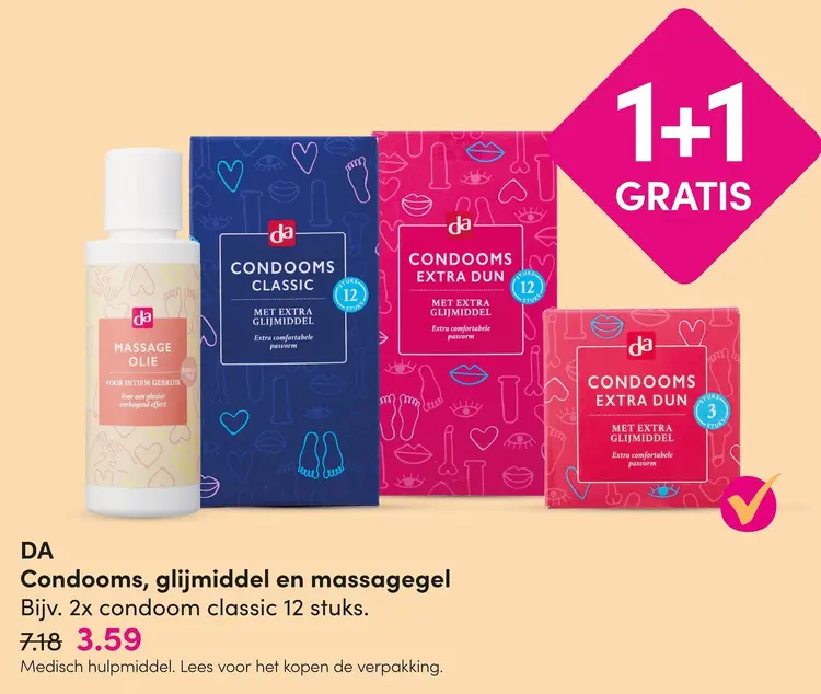 Aanbieding: Condooms, glijmiddel en massagegel