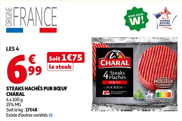 Promotie: Steaks hachés pur bœuf