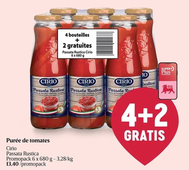 Offre: Puree de tomates 4+2 gratuit
