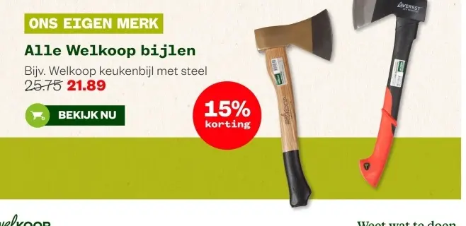Aanbieding: Welkoop keukenbijl met steel