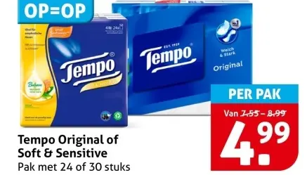 Aanbieding: Tempo Original of Soft & Sensitive