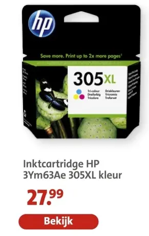Aanbieding: Inktcartridge HP 3Ym63Ae 305XL kleur