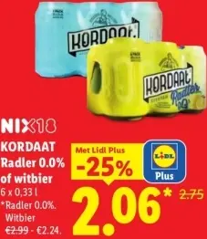 Aanbieding: Kordaat Radler 0.0% of witbier