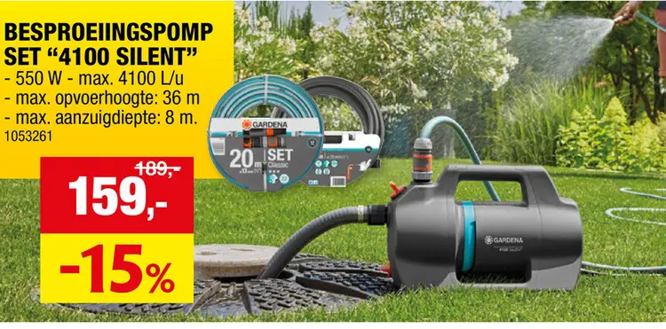 Aanbieding: Gardena 4100 Silent besproeiingspomp 550W set
