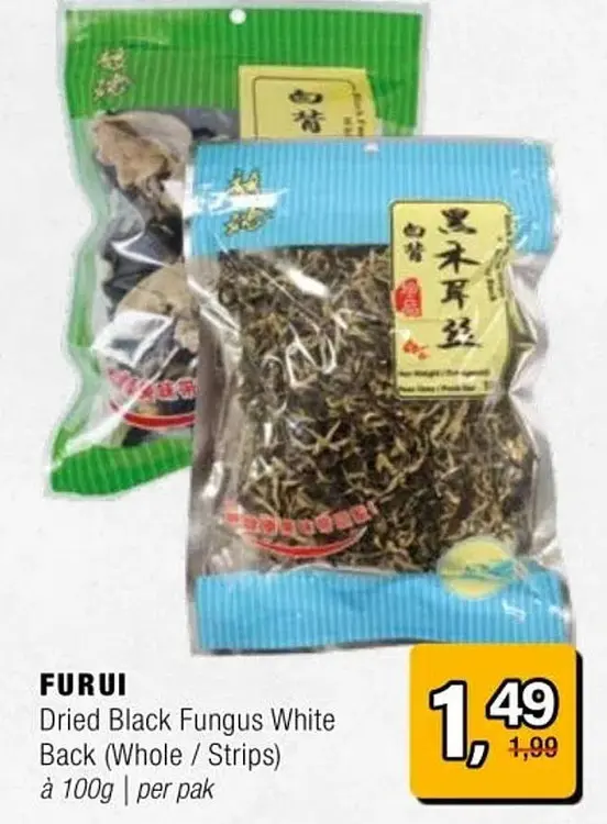 Aanbieding: Dried Black Fungus White Back