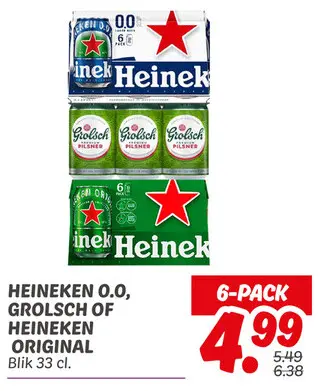 Aanbieding: Heineken 0.0, Grolsch of Heineken original
