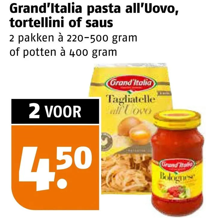Aanbieding: Pasta all'Uovo, tortellini of saus