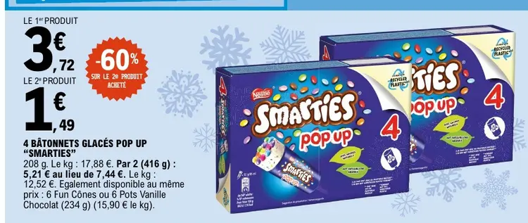 Promotie: 4 bâtonnets glacés pop up "Smarties"