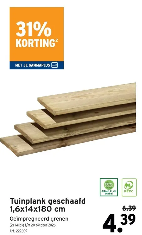 Promotie: Tuinplank geschaafd