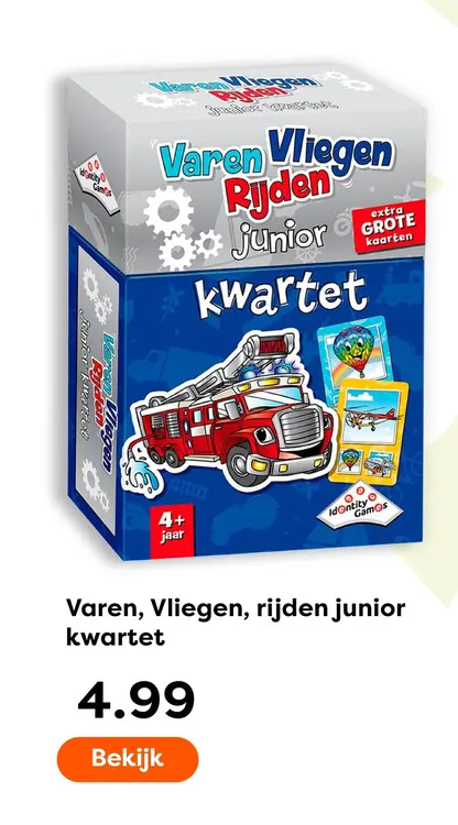 Aanbieding: Varen, Vliegen, rijden junior kwartet