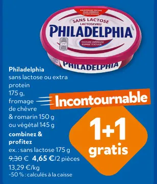 Offre: Philadelphia sans lactose ou extra protein