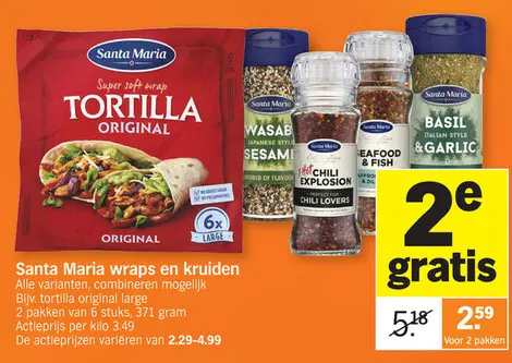 Promotie: Santa Maria wraps en kruiden