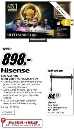 Aanbieding: 65U72Q PRO MINI LED PRO 4K Smart TV