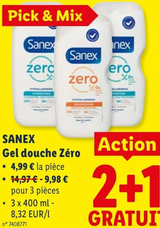 Offre: Gel douche Zéro