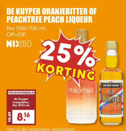 Aanbieding: De kuyper oranjebitter of PEACHTREE peach liq