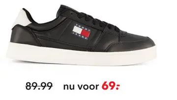 Aanbieding: Tommy Hilfiger leren heren sneakers zwart