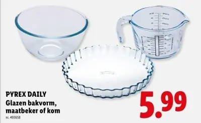 Promotie: Glazen bakvorm, maatbeker of kom
