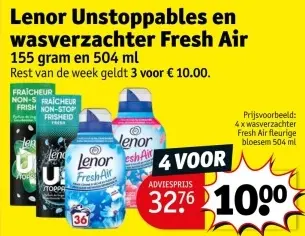 Aanbieding: Lenor Unstoppables en wasverzachter Fresh Air