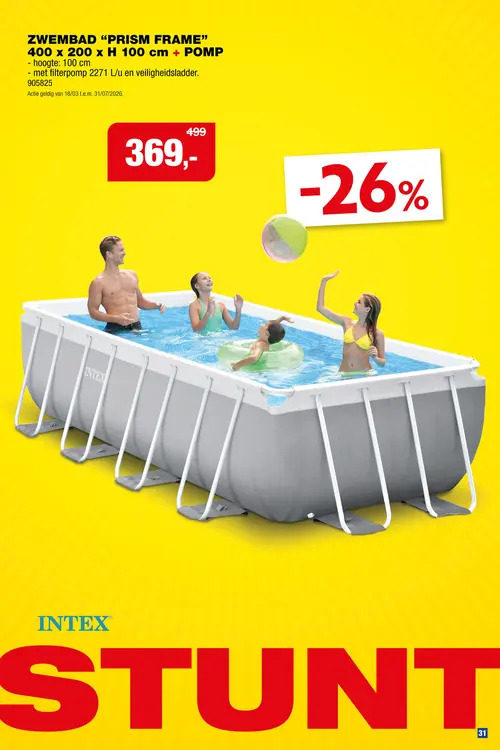Promotie: Intex Prism Frame zwembad 400x200x100 cm + pomp