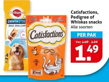 Aanbieding: Catisfactions, Pedigree of Whiskas snacks