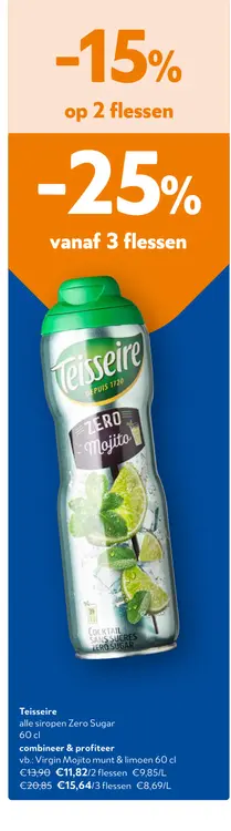 Promotie: Teisseire alle siropen Zero Sugar
