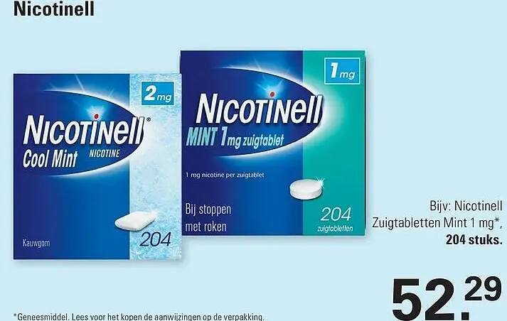 Aanbieding: Nicotinell Zuigtabletten Mint 1 mg