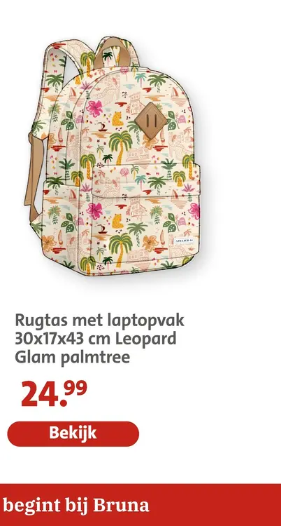 Aanbieding: Rugtas met laptopvak Leopard Glam palmtree