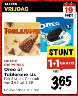Aanbieding: Oreo of Toblerone IJs