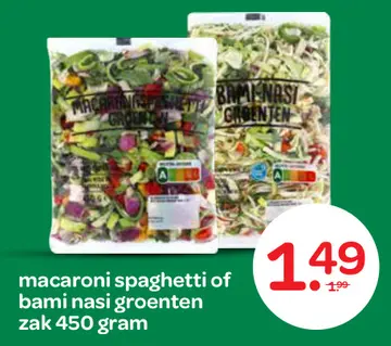 Aanbieding: macaroni spaghetti of bami nasi groenten