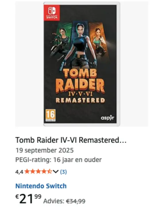 Aanbieding: Tomb Raider IV-VI Remastered...