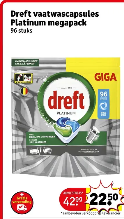 Aanbieding: Dreft vaatwascapsules Platinum megapack