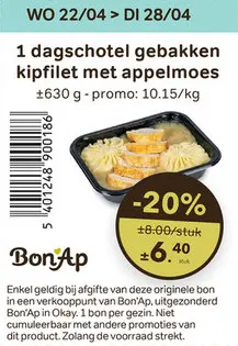 Promotie: 1 dagschotel gebakken kipfilet met appelmoes